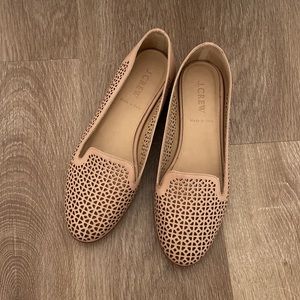 Beige leather J.Crew laser cut loafers size 6